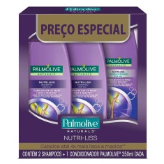 Shampoo e Condicionador Palmolive Naturals Nutri-Liss 350ml Leve 2 Shampoos + 1 Condicionador
