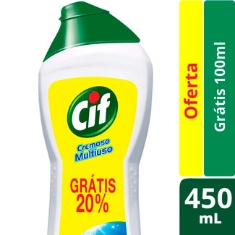 Limpador Cremoso Branco Cif 450ml Grátis 20%