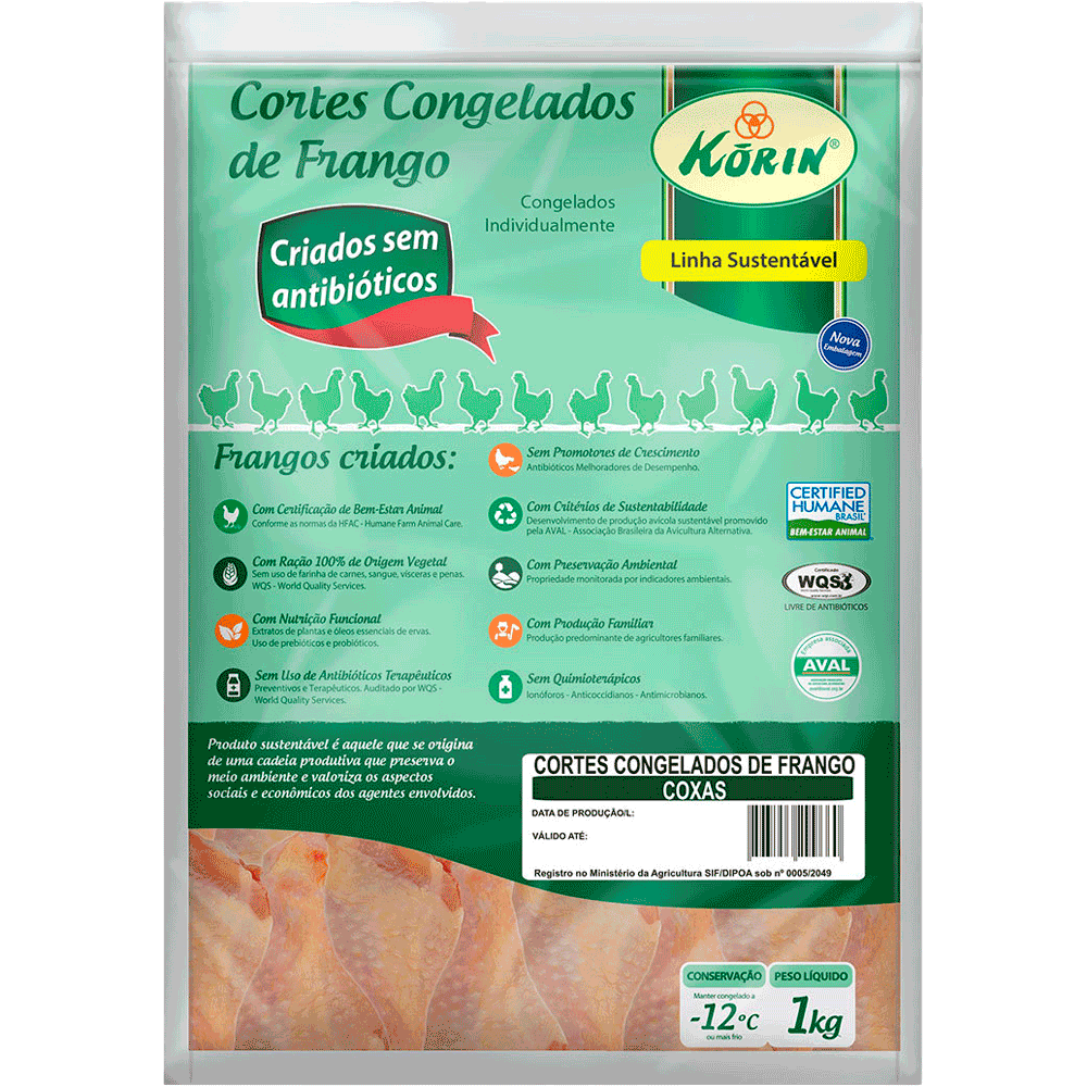 Coxa de Frango Congelado IQF Korin 1kg