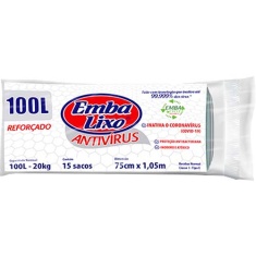 Saco de Lixo Rolo Antivírus Embalixo 100L c/ 15un