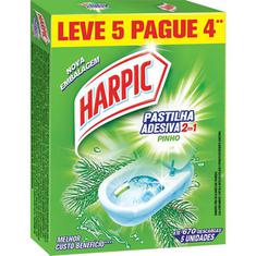 Pastilha Sanitária Adesiva Pinho 2 em 1 Harpic Leve 5 Pague 4un.