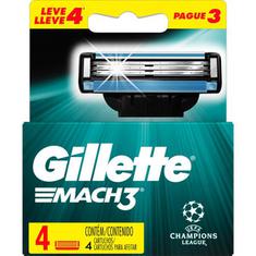Carga para Aparelho de Barbear UEFA Gillette Mach3 Leve 4 Pague 3un.