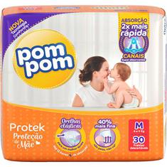 Fralda Pom Pom Protek Baby Tam. M 30 un.