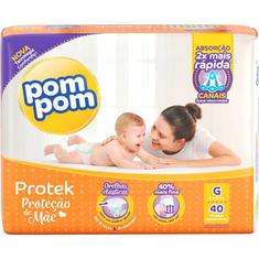 Fralda Pom Pom Protek Baby Hiper Tam. G 40 un.