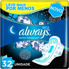 Absorvente Always Noites Tranquilas Seca com abas 32 Unidades