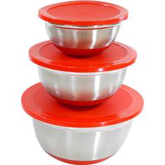 Conjunto com 3 Bowls Aço Inoxidável