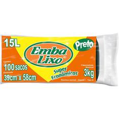 Saco para Lixo Embalixo Preto 15L 100un.