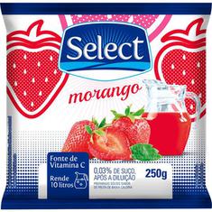 Refresco em Pó Sabor Morango Select 250g