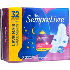 Absorvente Sempre Livre Total Proteção com Abas Leve 32 Pague 24un.