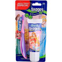 Kit Stages Escova + Creme Dental Princesas Oral B