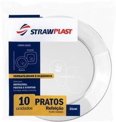 Prato Descartável Cristal 21cm Strawplast 10un