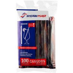 Canudo Preto 6mm Strawplast 100un