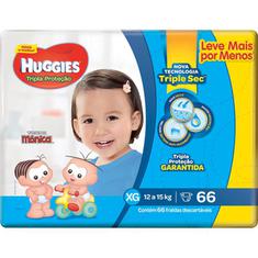 Fraldas Turma da Mônica Tripla Proteção Hiper XG Huggies 66un.
