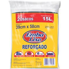 Saco para Lixo Reforçado Almofada Embalixo 15L 20un.