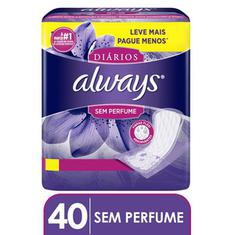 Protetores Diários Always Sem Perfume 40 Unidades