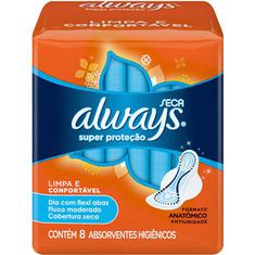 Absorvente Always Super Proteção Seca com abas 8 Unidades