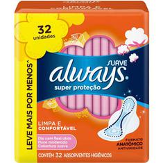 Absorvente Always Super Proteção Suave com abas 32 Unidades