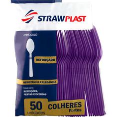 Colher Descartável Forte Roxa Strawplast 50un