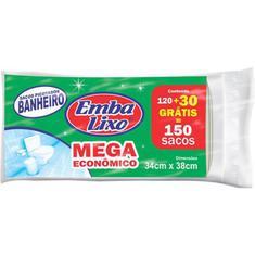 Saco para Lixo de Banheiro Branco Embalixo 10L 120un + 30 Unidades Grátis