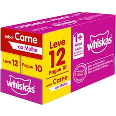 Alimento Para Gatos Adultos Sabor Carne Whiskas Sachê 85g Leve 12 Pague 10 un.