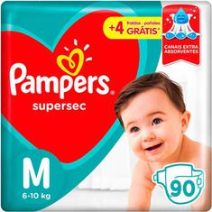Fraldas Pampers Supersec Jumbo M 90 Unidades