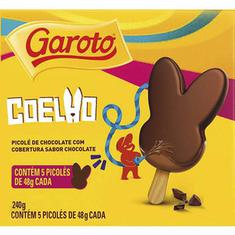 Picolé de Chocolate com Cobertura de Chocolate Garoto 5un X 48g
