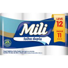 Papel Higiênico Folha Dupla Mili 30m Leve 12 Pague 11