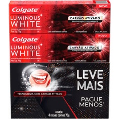 Creme Dental Luminous White Carvão Ativado Colgate 70g 4un