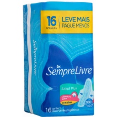 Absorvente Adapt Plus Abas Leve Mais Pague Menos Sempre Livre 16 un.
