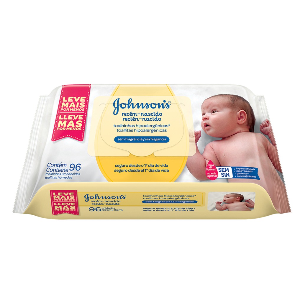 Lenço Umedecido Recém-Nascido Johnsons Baby 96un