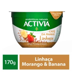 Leite Fermentado Linhaça Morango & Banana Café da Manhã Activia 170g