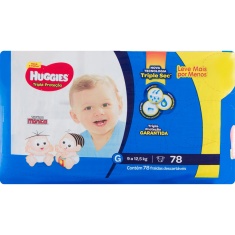 Fraldas Turma da Mônica Tripla Proteção Hiper G Huggies 78un.