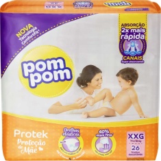 Fralda Protek Proteção de Mãe Pom Pom XXG 26un