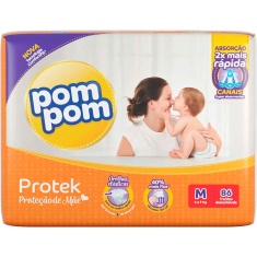 Fralda Protek Proteção de Mãe Pom Pom M 86un
