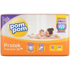 Fralda Protek Proteção de Mãe Pom Pom G 68un