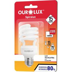 Lâmpada Eletrônica Espiral 15W Branco Ourolux 220V