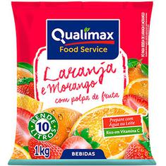 Refresco em Pó sabor Laranja e Morango Qualimax 1kg