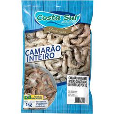Camarão Congelado Inteiro Cru Costa Sul 1kg
