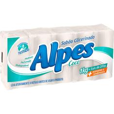 Sabão em Pedra Glicerinado Coco Alpes 5x200g