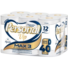 Papel Higiênico Folha Dupla Vip Max3 Personal 40m 12 Unidades