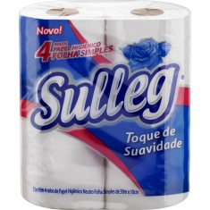 Papel Higiênico Folha Simples Neutro 30m Sulleg 4 Unidades