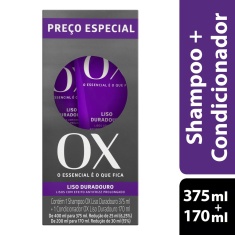 Kit Shampoo Liso Duradouro 375ml + Condicionador 170ml OX