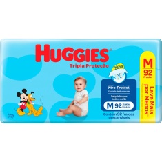 Fraldas Tripla Proteção Hiper M Huggies 92 Unidades