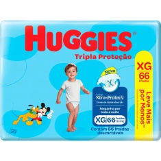 Fraldas Tripla Proteção Hiper XG Huggies 66 Unidades