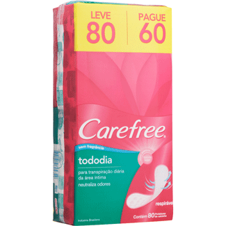 Protetor Diário Carefree Todo Dia sem Perfume Leve 80 Pague 60un