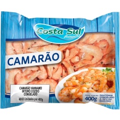 Camarão Vannamei Inteiro Cozido Costa Sul 400g