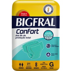 Fralda Descartável Adulto Confort G Bigfral 8 Unidades