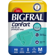 Fralda Descartável Adulto Confort M Bigfral 8 Unidades