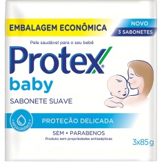 Sabonete em Barra Baby Proteção Delicada Protex 3 Unidades 85g cada