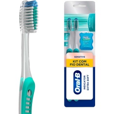 Kit 2 Escovas Dentais Extramacias Sensitive Pro-Saúde + 1 Fio Dental Complete Satin Floss Oral-B